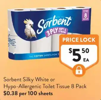Foodworks Sorbent Silky White or Hypo-Allergenic Toilet Tissue offer