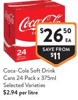 Foodworks Coca-Cola Soft Drink Cans offer