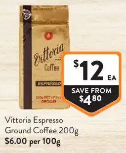 Foodworks Vittoria Espresso Ground Coffee offer