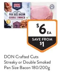 Foodworks DON Crafted Cuts Streaky or Double Smoked Pan Size Bacon offer