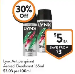 Foodworks Lynx Antiperspirant Aerosol Deodorant offer