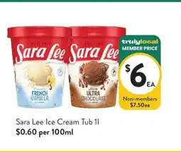 Foodworks Sara Lee Ice Cream Tub offer