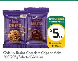 Foodworks Cadbury Baking Chocolate Chips or Melts offer