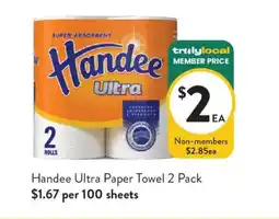 Foodworks Handee Ultra Paper Towel offer
