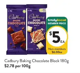 Foodworks Cadbury Baking Chocolate Block offer