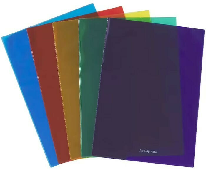 Studymate 5 Pack A4 Transparent Coloured Book Cover Sleeves offer at