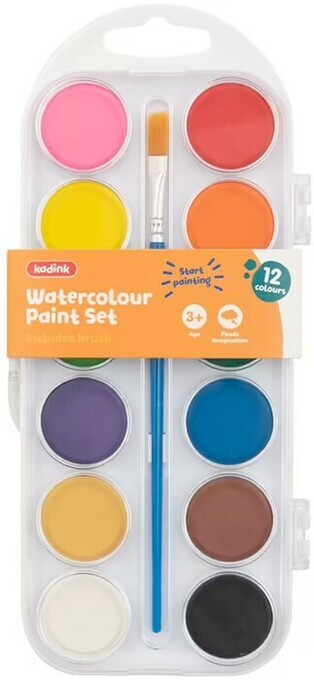 Officeworks Kadink 12 Colour Watercolour Paint Set offer