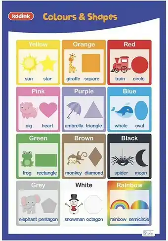 Officeworks Kadink Wall Chart - Colours & Shapes offer