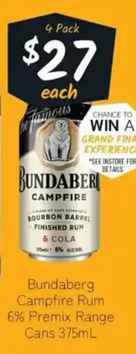 Cellarbrations Bundaberg Campfire Rum 6% Premix Range Cans offer