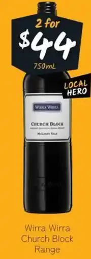 Cellarbrations Wirra Wirra Church Block Range offer