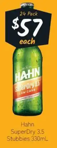 Cellarbrations Hahn SuperDry 3.5 Stubbies offer