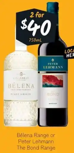 Cellarbrations Bélena Range or Peter Lehmann The Bond Range offer