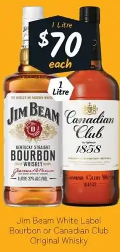 Cellarbrations Jim Beam White Label Bourbon or Canadian Club Original Whisky offer