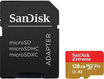 Officeworks SanDisk 128GB Extreme MicroSDXC Memory Card offer
