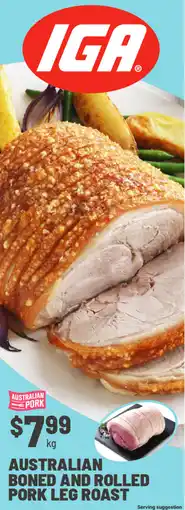 IGA Australian boned and rolled pork leg roast offer