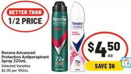 IGA Rexona advanced protection antiperspirant 72h spray offer
