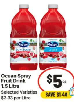IGA Ocean Spray Fruit Drink offer