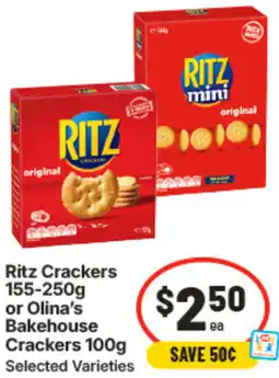 IGA Ritz Crackers or Olinas Bakehouse Crackers offer