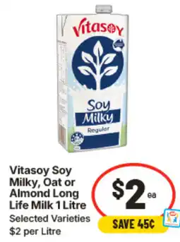 IGA Vitasoy Soy Milky Oat or Almond Long Life Milk offer