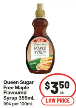 IGA Queen sugar free maple flavoured syrup offer