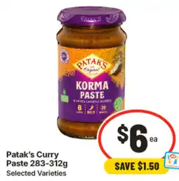 IGA Pataks Curry Paste offer