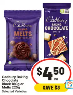 IGA Cadbury Baking Chocolate Block or Melts offer