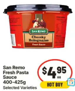 IGA San Remo Fresh Pasta Sauce offer