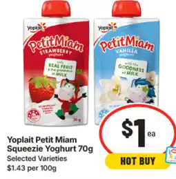 IGA Yoplait Petit Miam Squeezie Yoghurt offer