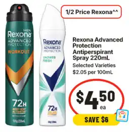 IGA Rexona Advanced Protection Antiperspirant Spray offer