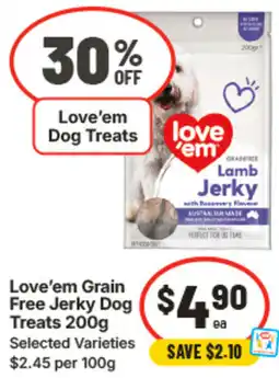IGA Love em Grain Free Jerky Dog Treats offer