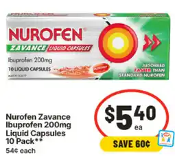 IGA Nurofen Zavance Ibuprofen Liquid Capsules offer