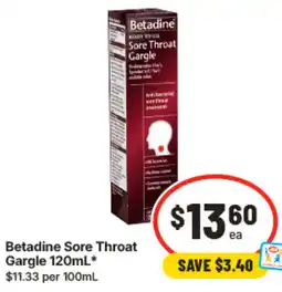 IGA Betadine Sore Throat Gargle offer