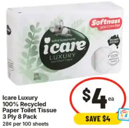 IGA Icare Luxury 100% Recycled Paper Toilet Tissue offer