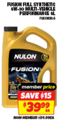 Autobarn Fusion full synthetic 5w-30 multi-vehicle performance offer