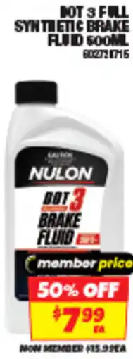 Autobarn Dot 3 full synthetic brake fluid offer