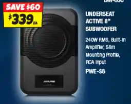 Autobarn Underseat active 8" subwoofer offer