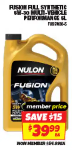 Autobarn Fusion full synthetic 5w-30 multi-vehicle performance offer