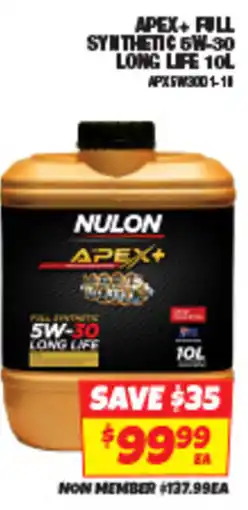 Autobarn Apex+full synthetic 5w-30 long life offer