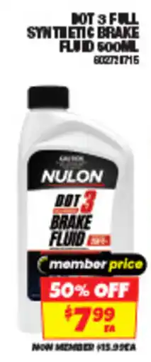 Autobarn Dot 3 full synthetic brake fluid offer