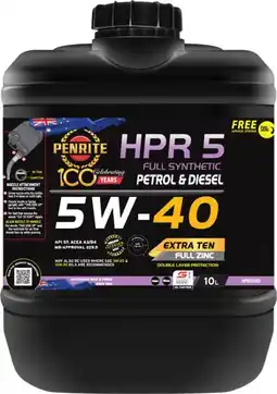 Autobarn Penrite HPR 5 5W-40 Full synthetic 10Ltr offer