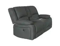 LivingStyles Oberon Rhino Fabric Recliner Sofa, 2 Seater, Jet offer