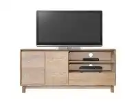 LivingStyles Summit Hardwood Timber 2 Door 1 Drawer TV Unit, 150cm, Light Oak offer