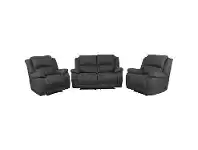 LivingStyles Turin 2+1+1 Seater Rhino Fabric Recliner Sofa Suite, Licorice offer