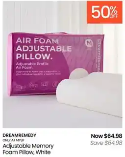 Myer Adjustable Memory Foam Pillow offer