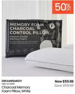 Myer Charcoal Memory Foam Pillow, White offer