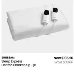 Myer SUNBEAM Sleep Express Electric Blanket offer