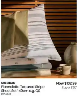 Myer Flannelette Textured Stripe Sheet Set offer