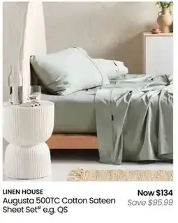 Myer Augusta 500TC Cotton Sateen Sheet Set offer