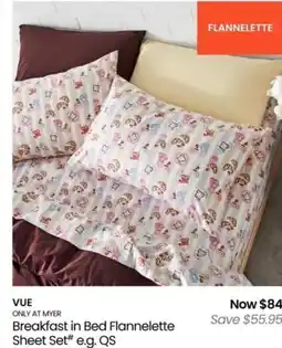 Myer Breakfast in Bed Flannelette Sheet Set offer