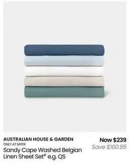 Myer Sandy Cape Washed Belgian Linen Sheet Set offer